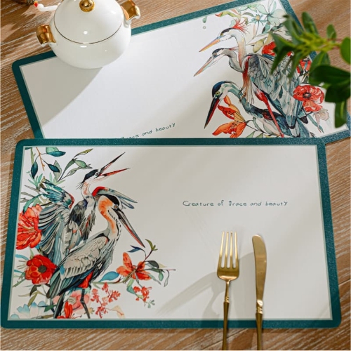 High-end Luxury Heron Design Placemat - Waterproof, Oil-resistant, Heat-resistant