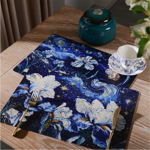 High-end Luxury Placemat - Waterproof, Oil-resistant, Heat-resistant (Van Gogh Daffodil Design)