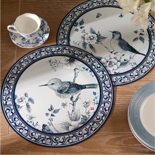 High-end Luxury Placemat - Waterproof, Oil-resistant, Heat-resistant Hand-painted Bird Design Placemat