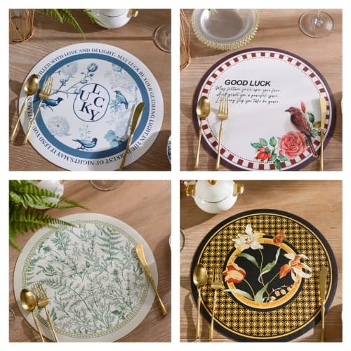 High-end Luxury Placemat - Waterproof, Oil-resistant, Heat-resistant Floral and Bird Series Placemat