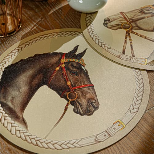 High-end Luxury Placemat - Waterproof, Oil-resistant, Heat-resistant Warhorse Design Placemat