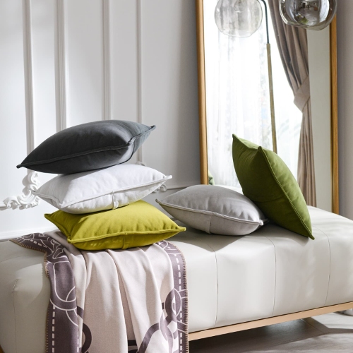 High-end plain velvet cushion with a fine plush surface, a great home accessory.