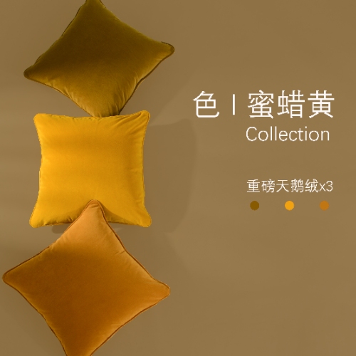 重磅天鹅绒蜜蜡色系列素色抱枕