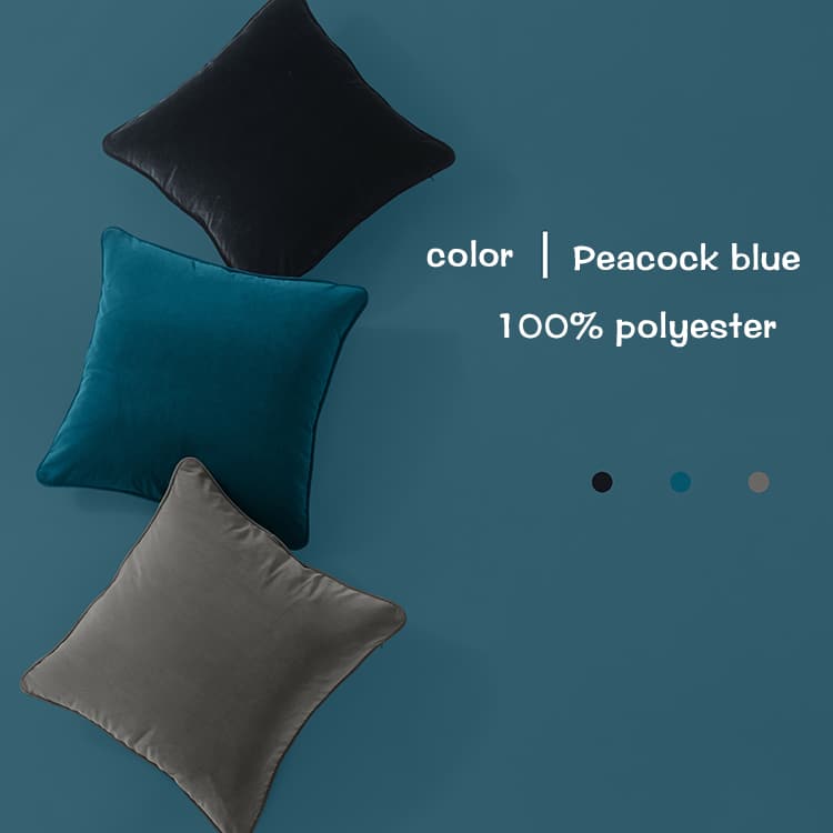 Heavyweight Velvet Peacock Blue Series Solid Color Throw Pillow
